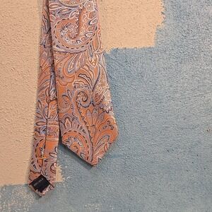 Nautica Mens 100% Silk Tie Orange Blue Paisley Necktie 60x3 Classic Dress Office